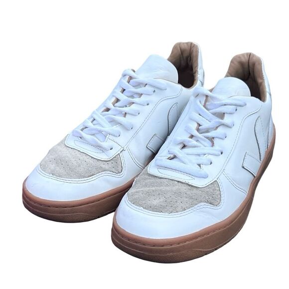 Veja V-10 Chromefree White Leather Natural Sahara Men’s Sneakers Runners Size 9 - Picture 6 of 11